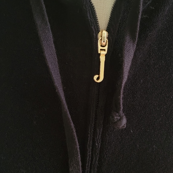 Juicy Couture Zip Up Black Hoodie Sweater Size Small - Picture 5 of 7